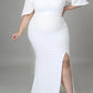 Plus Size Flounced Front Slit Party Maxi Dress
