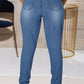 Plus Size Denim Hollow Out Rivet High Waist Jeans