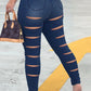Plus Size Denim Back Hole High Waist Jeans