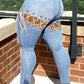 Plus Size Eyelet Detail Bandage Jeans
