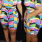 Plaid Printed Zipper Plus Size Top & Shorts
