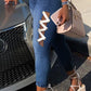 Plus Size Denim Side Bandage Mid Waist Jeans