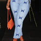 Plus Size Denim Butterfly Print Pocket Jeans