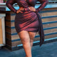 Plus Size Asymmetric Hem V Neck Dress