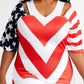 Plus Size American Flag Print V Neck Top