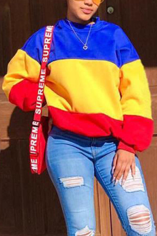 Plus Size Color Block Long Sleeve Top
