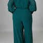Plus Size Deep V-Neck Strapped Loose Jumpsuit