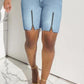 Plus Size Denim Zipper High Waist Pocket Shorts