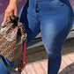 Plus Size Fire Print Denim High Waist Skinny Jeans