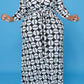 Plus Size Digital Print V Neck Lace-up Dress