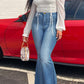 Plus Size Denim High Waist Pocket Flared Jeans
