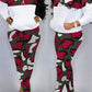 Plus Size Camouflage Patchwork Pocket Two Piece Sets