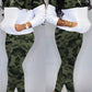 Plus Size Camouflage Patchwork Pocket Two Piece Sets