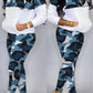 Plus Size Camouflage Patchwork Pocket Two Piece Sets