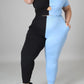 Plus Size Color Patchwork Cutout Two Piece Sets
