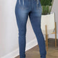 Plus Size Denim Back Bandage High Waist Jeans