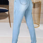 Plus Size Denim Hollow Out Rivet High Waist Jeans