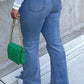 Plus Size Denim Hole Side Slit Flared Jeans