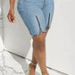 Plus Size Denim Zipper High Waist Pocket Shorts