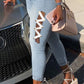 Plus Size Denim Side Bandage Mid Waist Jeans