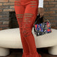 Plus Size Denim Hole Distressed Flare Jeans