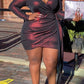 Plus Size Asymmetric Hem V Neck Dress