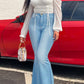 Plus Size Denim High Waist Pocket Flared Jeans