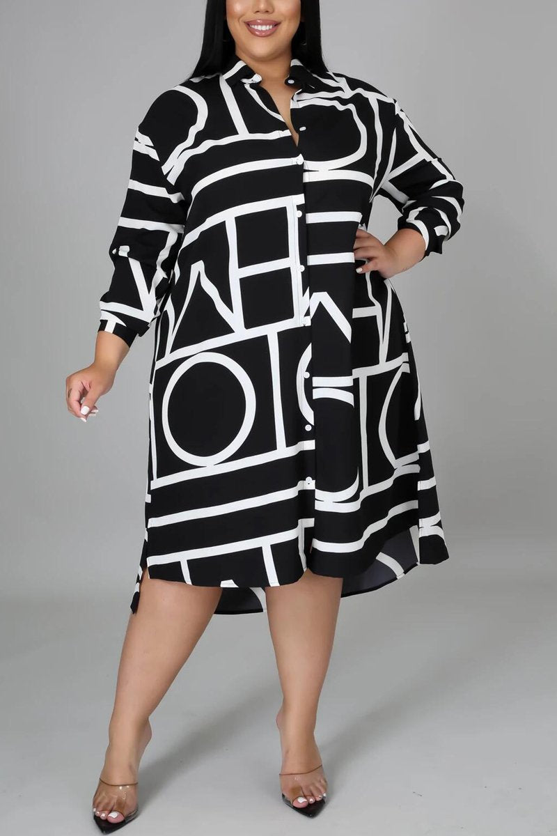 Plus Size Asymmetric Hem Turtleneck Dress