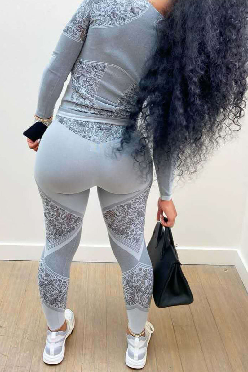 Plus Size Digital Print Sports Top & Pants