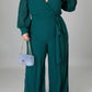 Plus Size Deep V-Neck Strapped Loose Jumpsuit