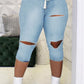 Plus Size Drawstring Hole Distressed Jeans