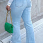 Plus Size Denim Hole Side Slit Flared Jeans