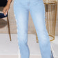 Plus Size Denim Side Slit Bandage High Waist Jeans