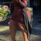 Plus Size Asymmetric Hem V Neck Dress