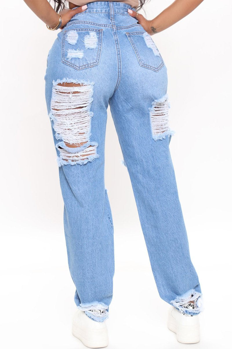 Plus Size Denim Hole Distressed Jeans
