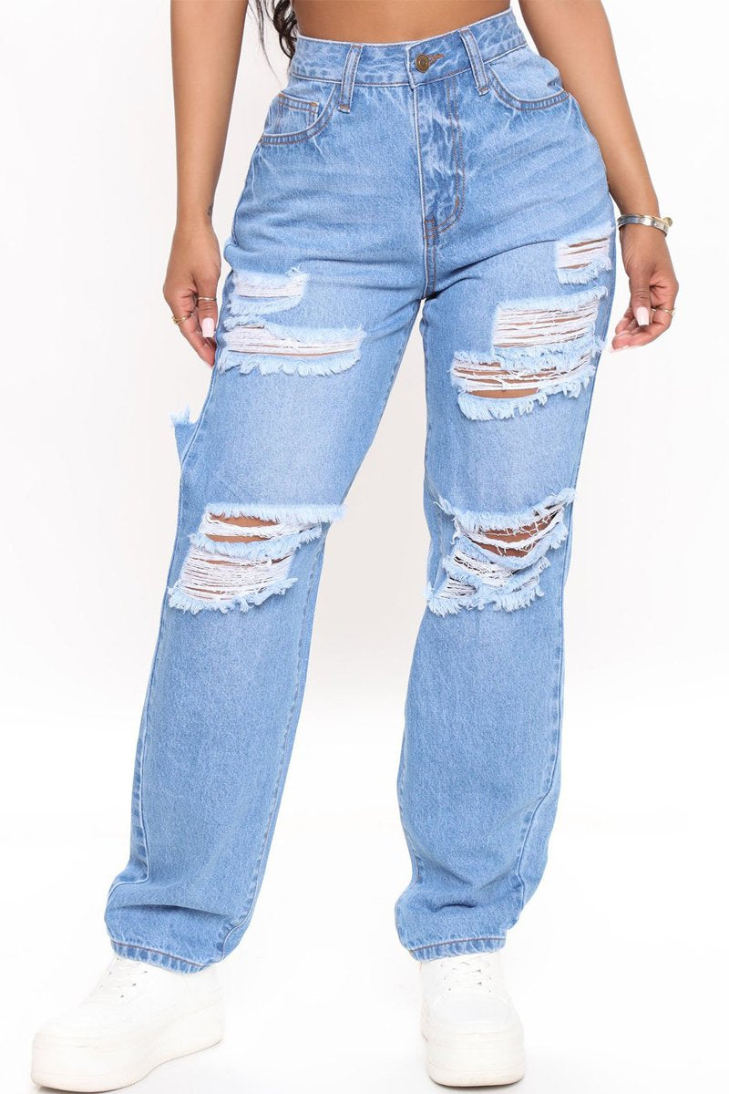 Plus Size Denim Hole Distressed Jeans