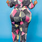 Plus Size Digital Print Lace-up Jumpsuit