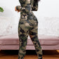 Plus Size Camouflage Print Distressed Jumpsuit