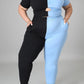 Plus Size Color Patchwork Cutout Two Piece Sets