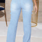 Plus Size Denim Side Slit Bandage High Waist Jeans
