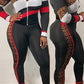 Plus Size Color Block Zipper Two Piece Sets