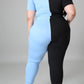 Plus Size Color Patchwork Cutout Two Piece Sets