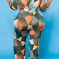 Plus Size Digital Print Lace-up Jumpsuit