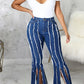 Plus Size Denim Tassel Hem Flared Jeans