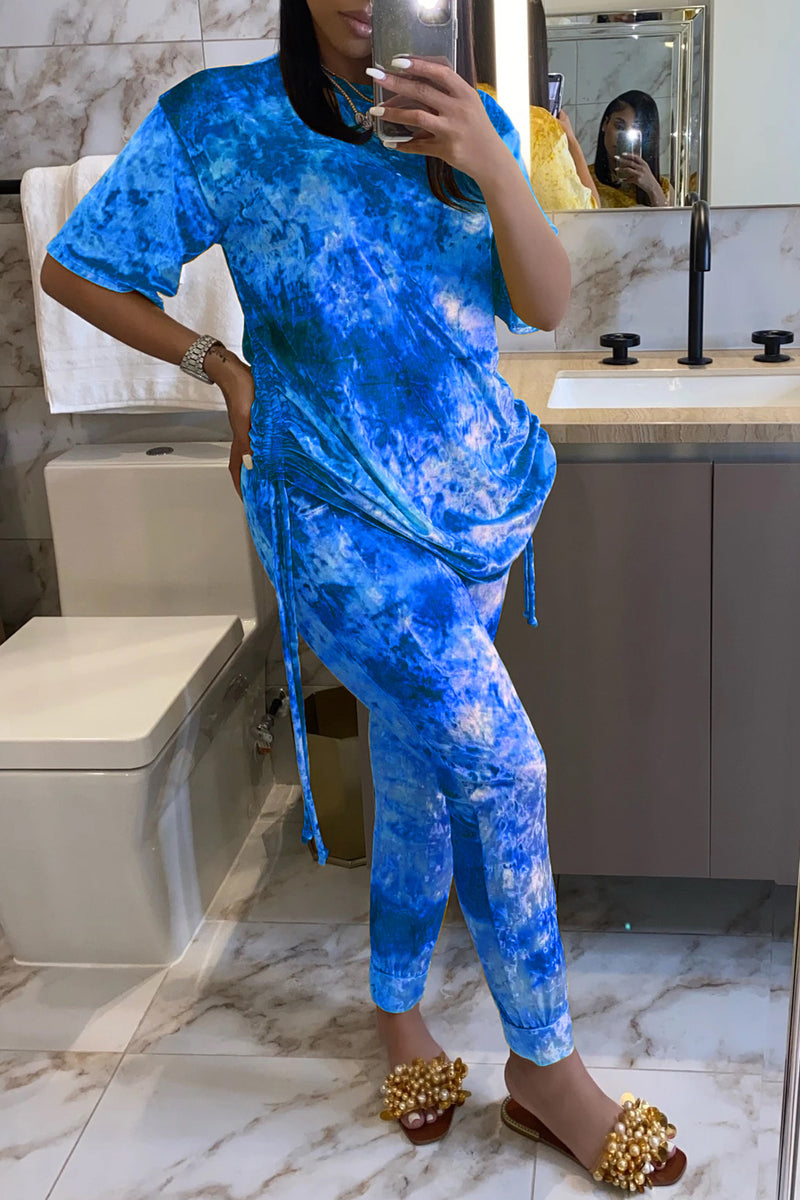 Pleuche Tie Dye Wrinkled Top & Pants