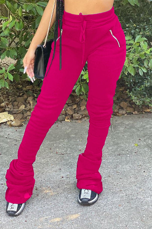 Plus Size Drawstring Waist Wrinkled Pants