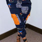 Plus Size Digital Print Pocket Pants