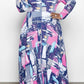 Plus Size Digital Print V Neck Maxi Dress