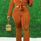 Plus Size Button Up Two Piece Sets