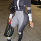 Plus Size Color Block Patchwork Top & Pants
